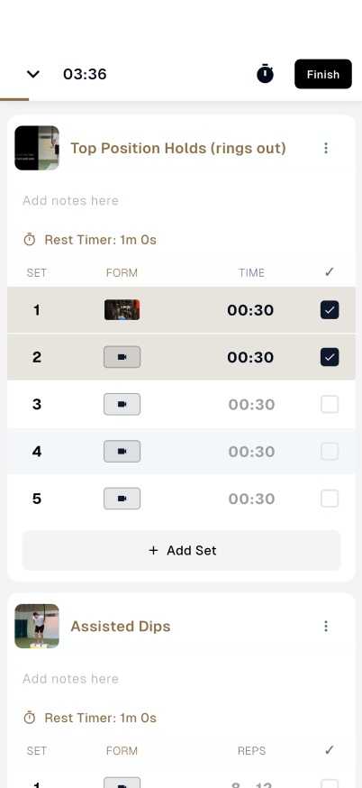 Active workout with recording